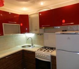 Кухня Акрил Красный и Зебрано от Green мебель