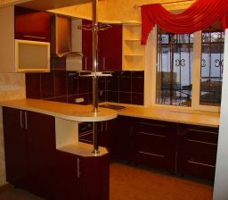 Кухня Красная с барной стойкой от Green мебель