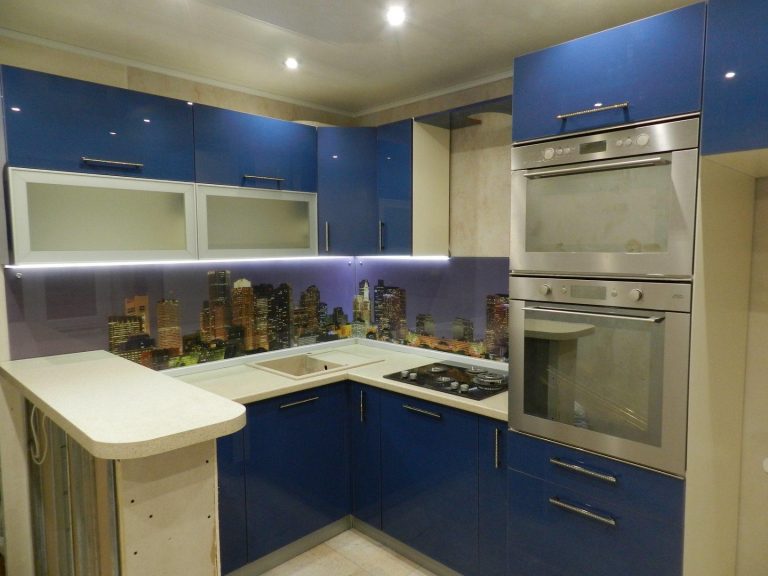 Кухонная мебель синий акрил