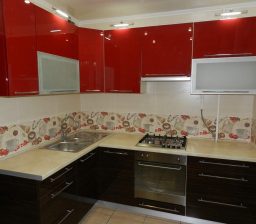 Кухня Красный и Зебрано от Green мебель